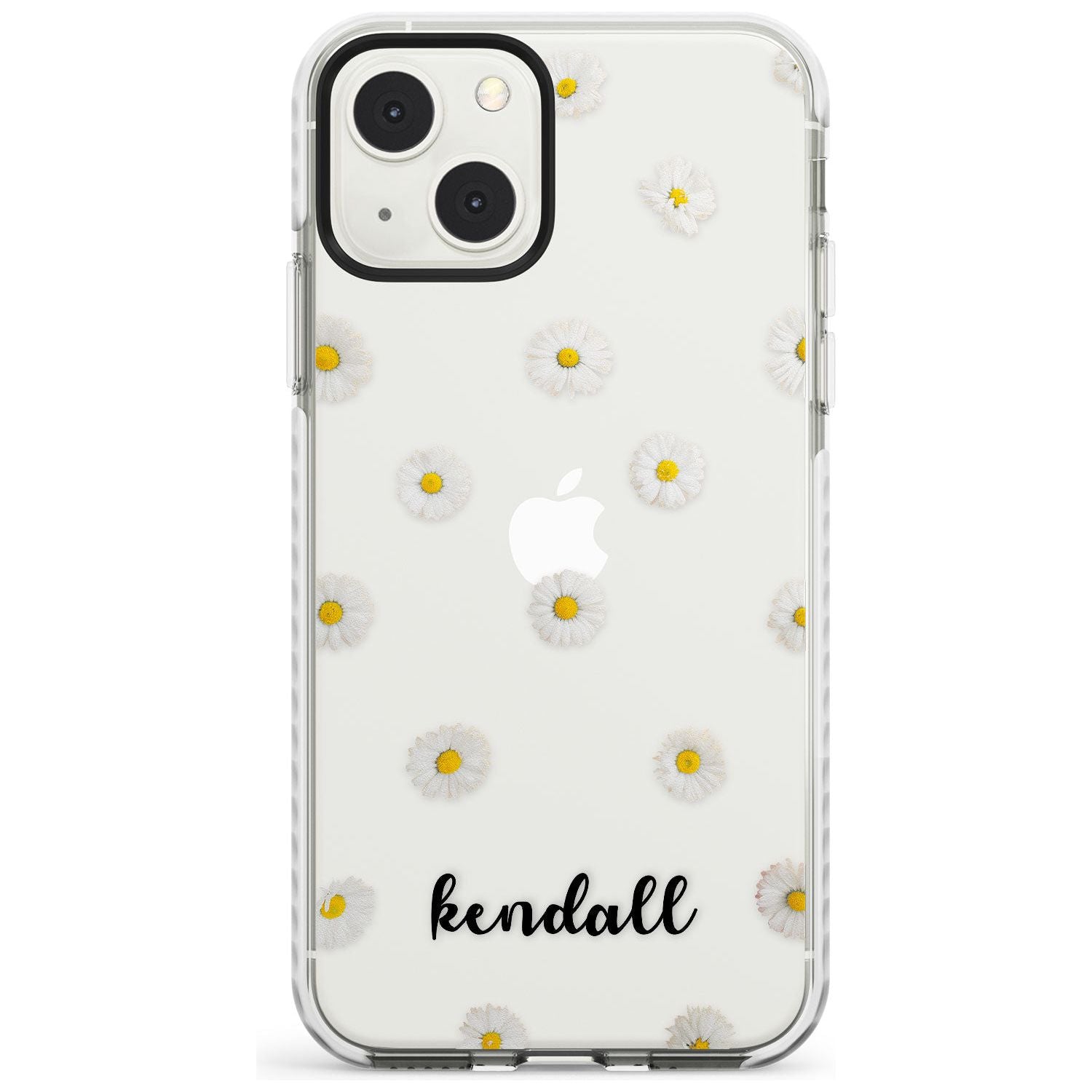 Personalised White Daisies & Cursive Custom Phone Case iPhone 13 Mini / Impact Case Blanc Space