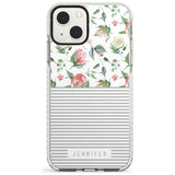 Personalised Light Floral Pattern & Stripes Custom Phone Case iPhone 13 Mini / Impact Case Blanc Space