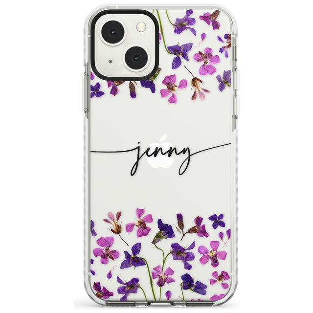 Personalised Purple Violets Custom Phone Case iPhone 13 Mini / Impact Case Blanc Space