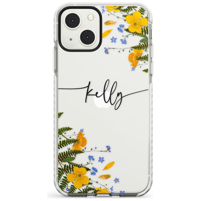 Personalised Ferns & Wildflowers Custom Phone Case iPhone 13 Mini / Impact Case Blanc Space