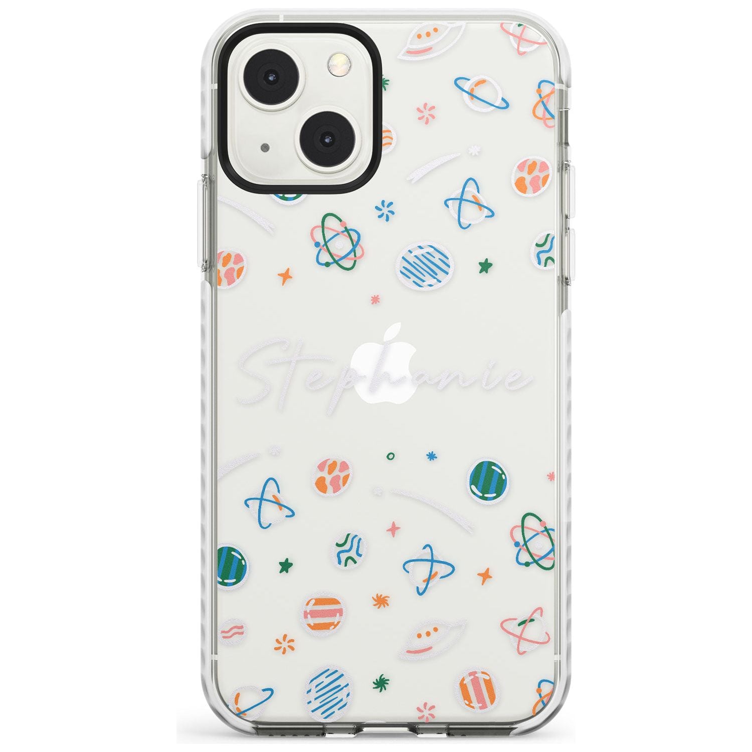 Personalised Space Pattern White Custom Phone Case iPhone 13 Mini / Impact Case Blanc Space