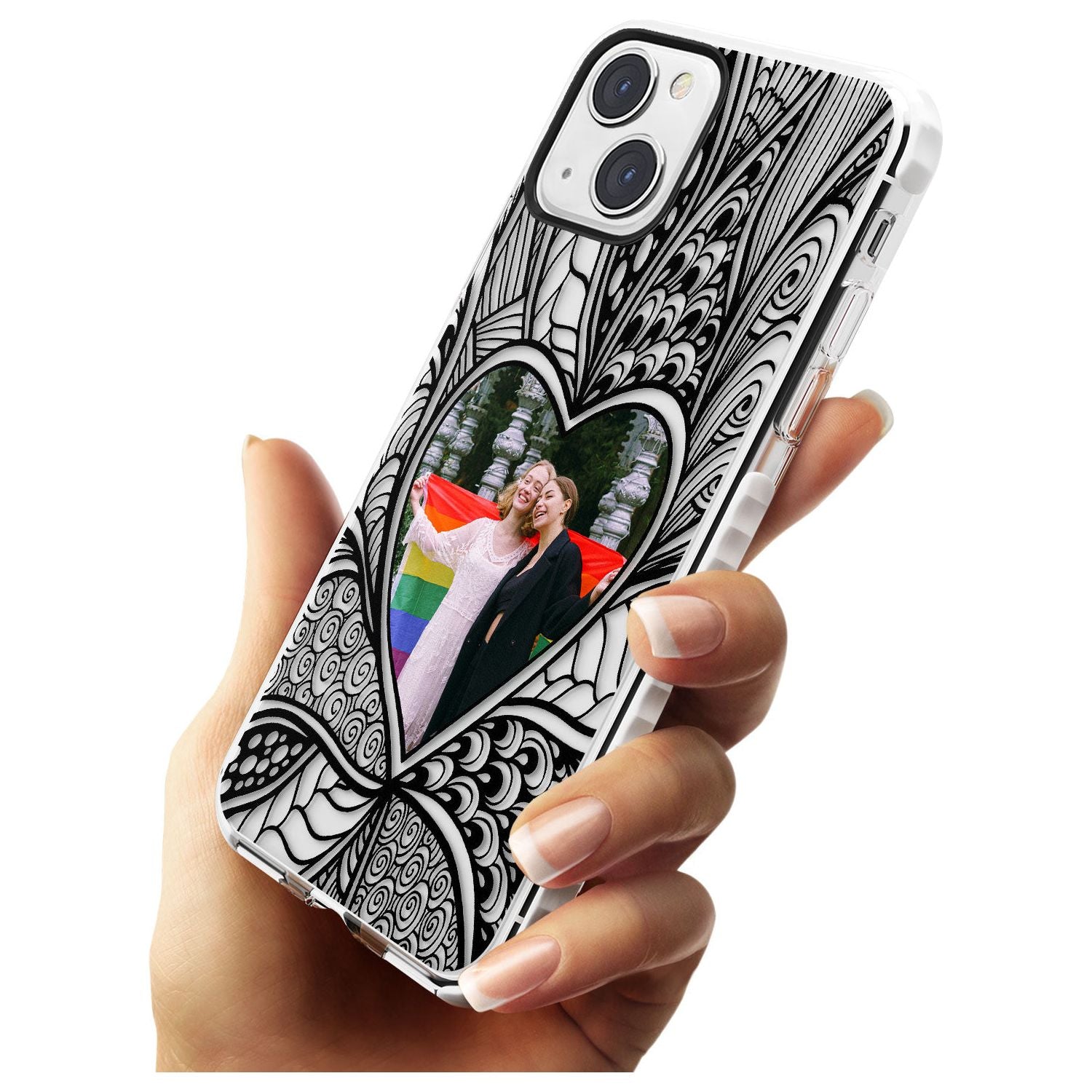 Personalised Henna Heart Photo Case Impact Phone Case for iPhone 13 & 13 Mini