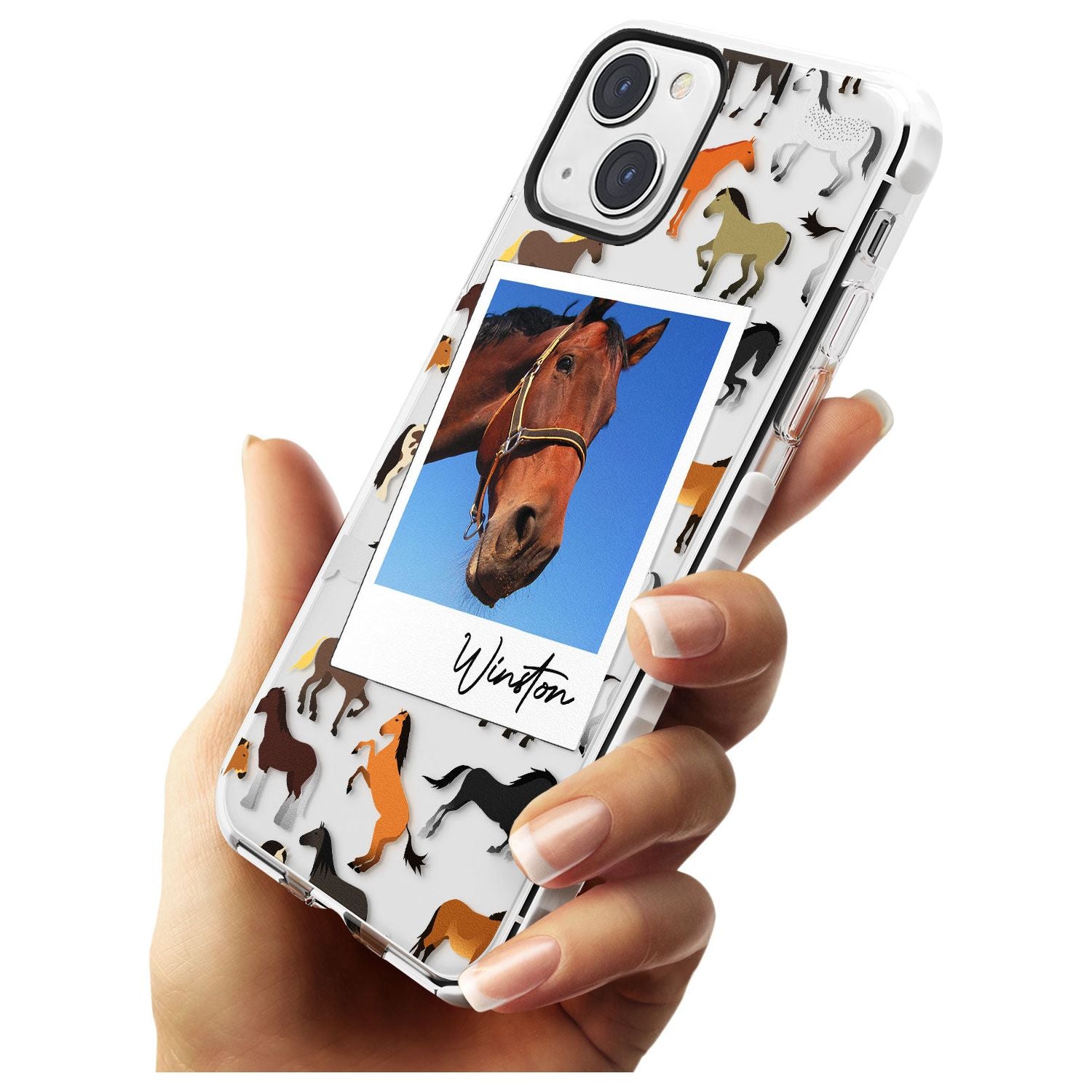 Personalised Horse Polaroid Impact Phone Case for iPhone 13 & 13 Mini