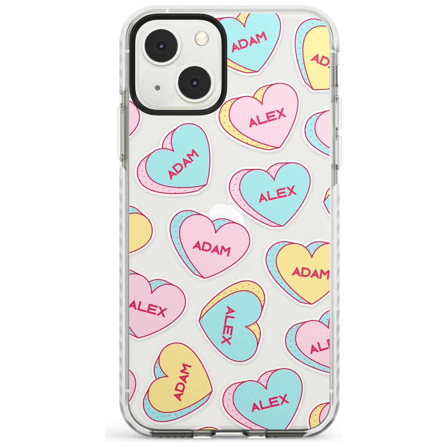 Personalised Text Love Hearts Custom Phone Case iPhone 13 Mini / Impact Case Blanc Space
