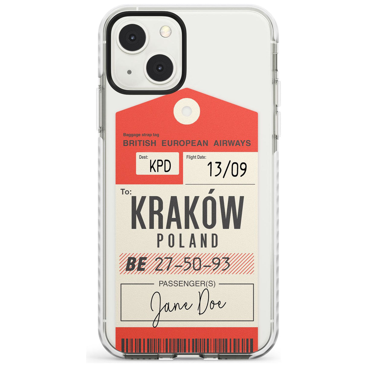 Personalised Vintage BEA Luggage Tag Custom Phone Case iPhone 13 Mini / Impact Case Blanc Space