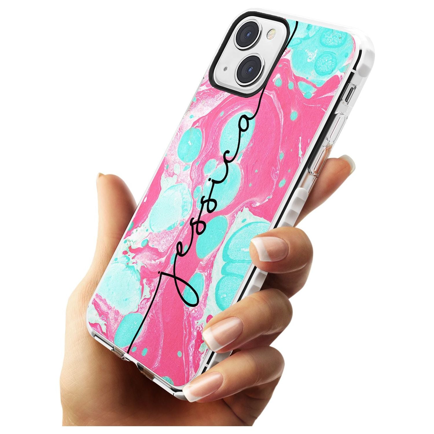 Personalised Turquoise & Pink - Marbled