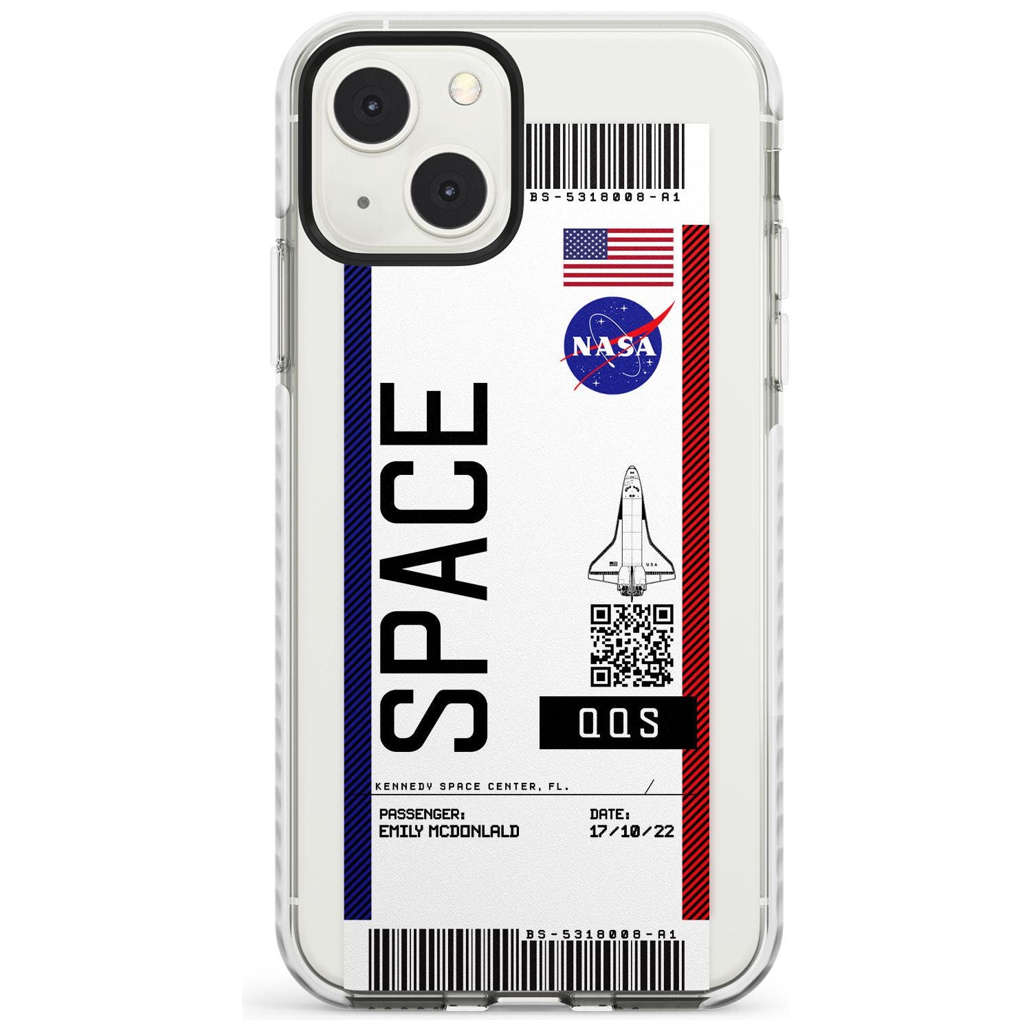 Personalised NASA Boarding Pass (Light) Impact Phone Case for iPhone 13 & 13 Mini