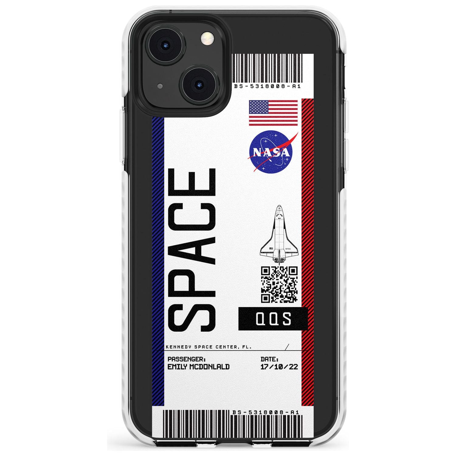 Personalised NASA Boarding Pass (Light) Impact Phone Case for iPhone 13 & 13 Mini