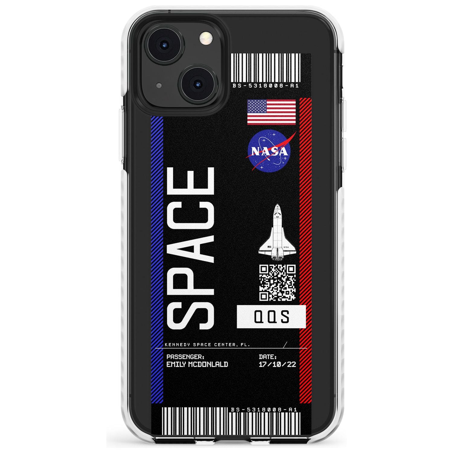Personalised NASA Boarding Pass (Dark) Impact Phone Case for iPhone 13 & 13 Mini