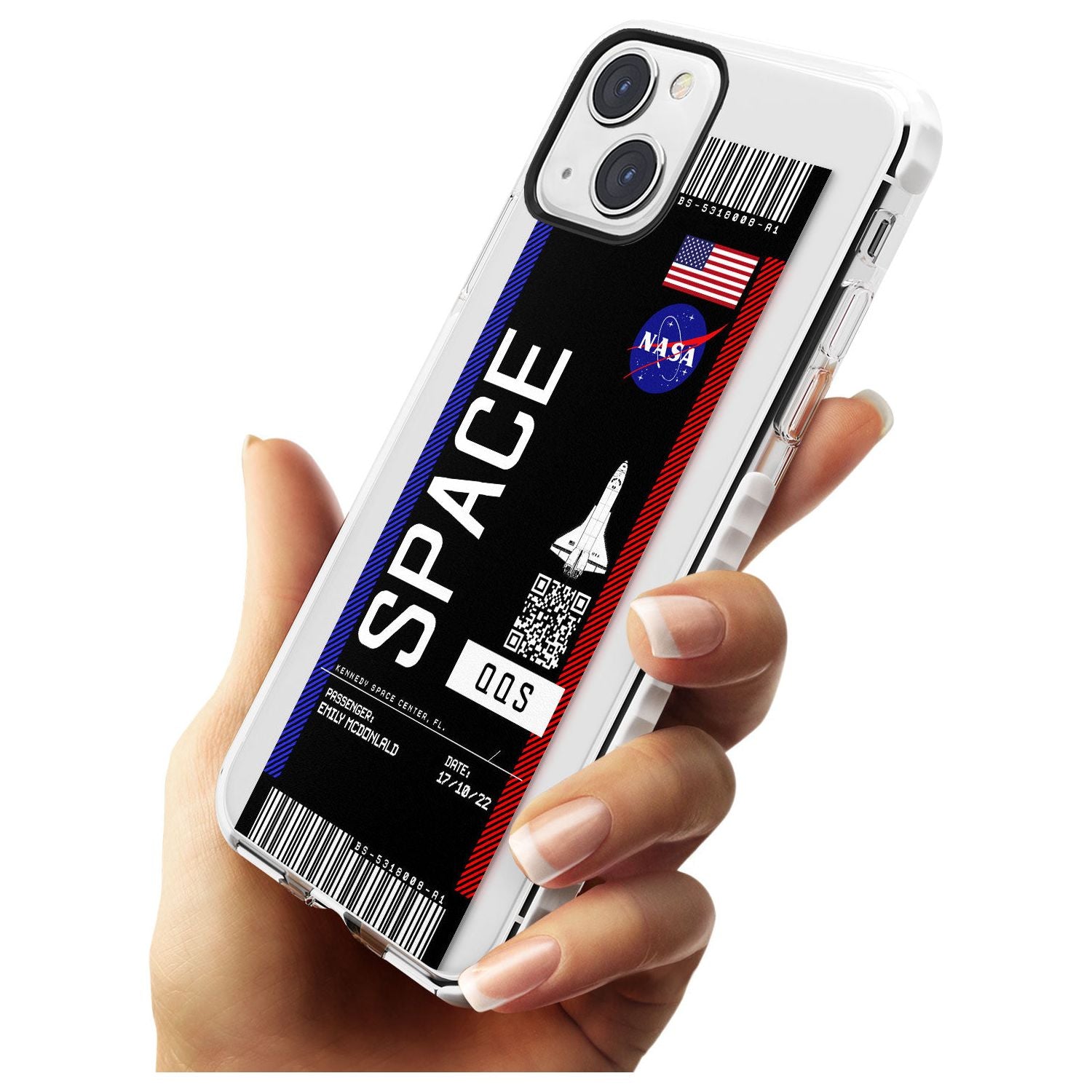 Personalised NASA Boarding Pass (Dark) Impact Phone Case for iPhone 13 & 13 Mini