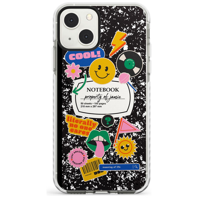 Personalised Notebook Cover with Stickers Custom Phone Case iPhone 13 Mini / Impact Case Blanc Space