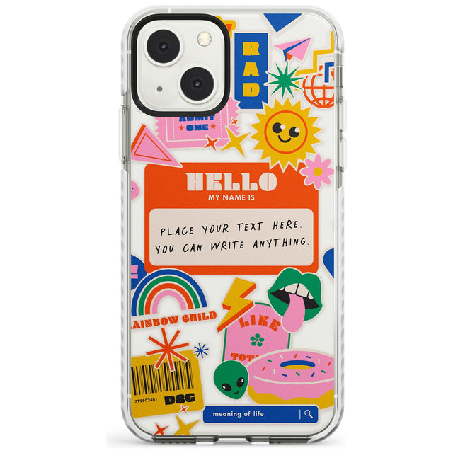 Personalised Nostalgia Sticker Mix #2 Custom Phone Case iPhone 13 Mini / Impact Case Blanc Space