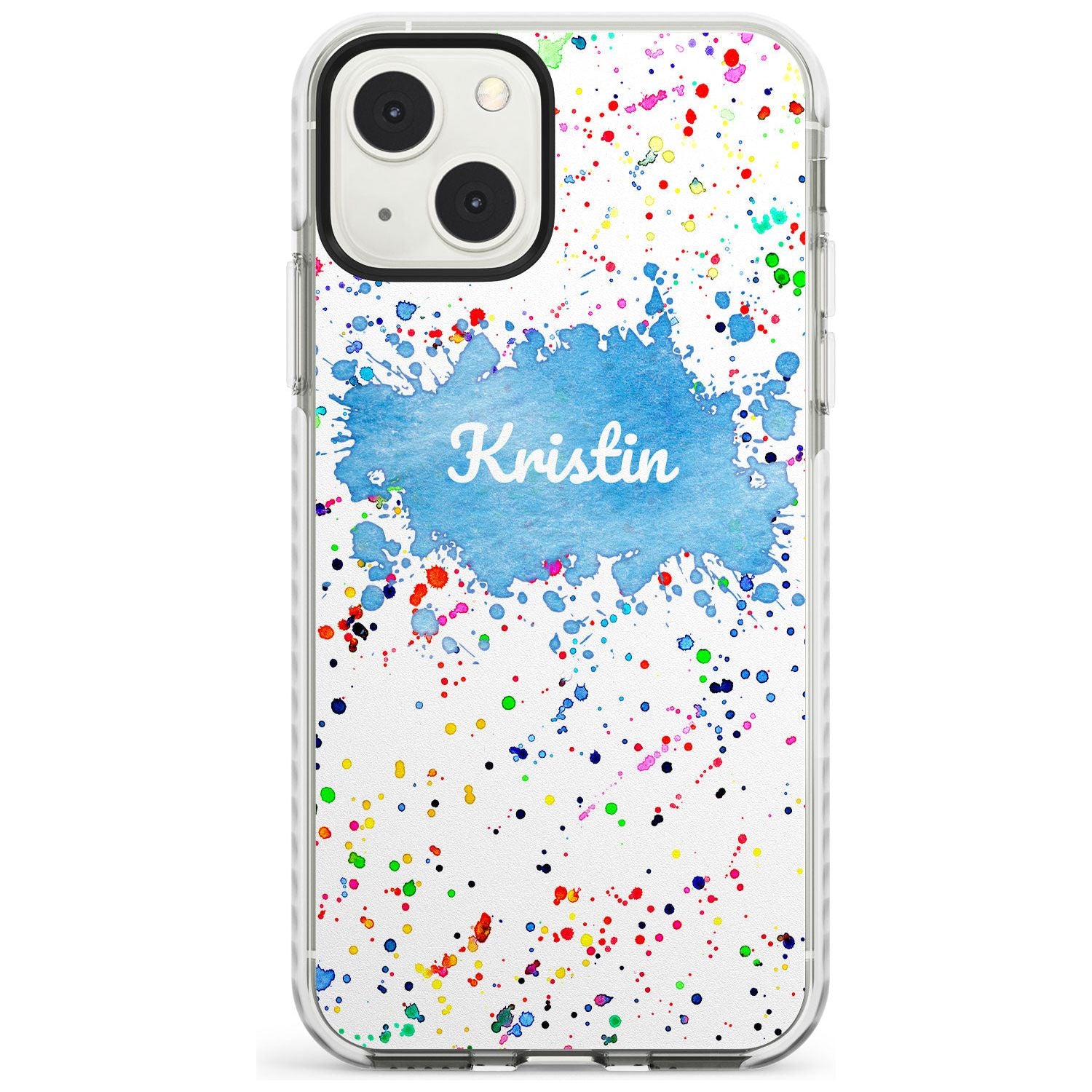 Personalised Rainbow Paint Splatter Custom Phone Case iPhone 13 Mini / Impact Case Blanc Space