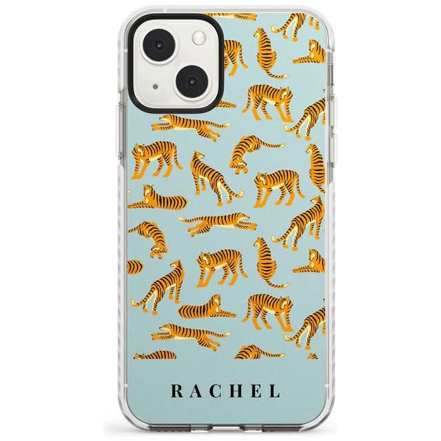 Personalised Tiger Pattern: Turquoise Blue Custom Phone Case iPhone 13 Mini / Impact Case Blanc Space