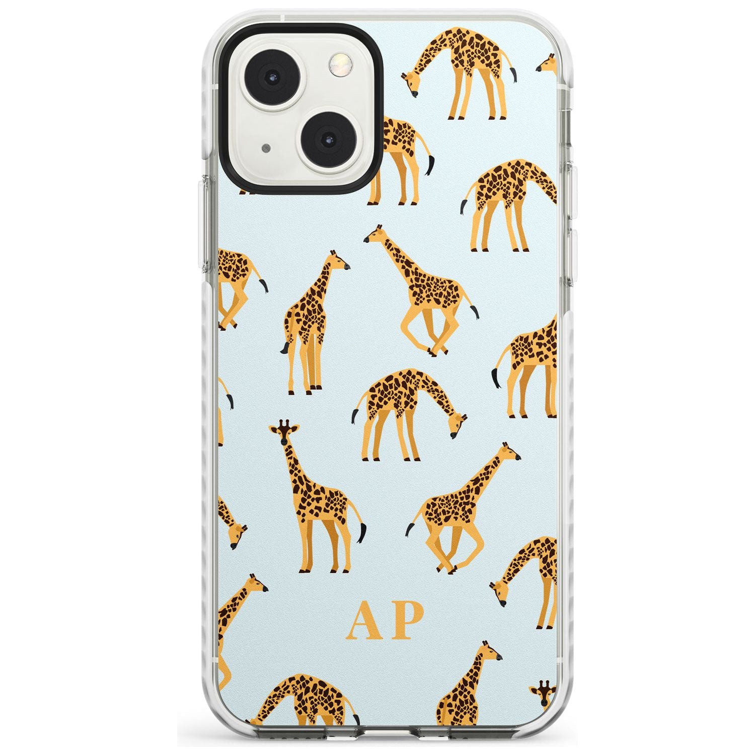 Personalised Safari Giraffe Pattern on Blue Custom Phone Case iPhone 13 Mini / Impact Case Blanc Space
