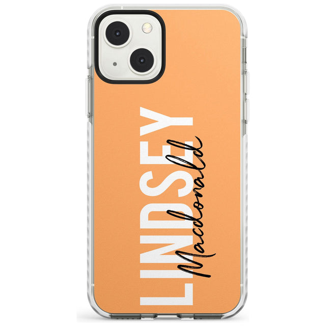 Personalised Bold Name: Peach Custom Phone Case iPhone 13 Mini / Impact Case Blanc Space