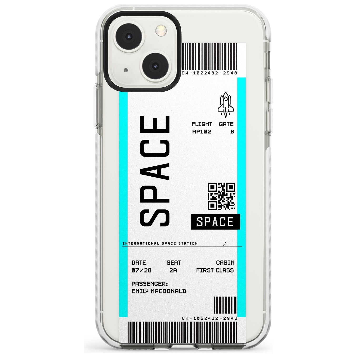 Personalised Space Space Travel Ticket Custom Phone Case iPhone 13 Mini / Impact Case Blanc Space