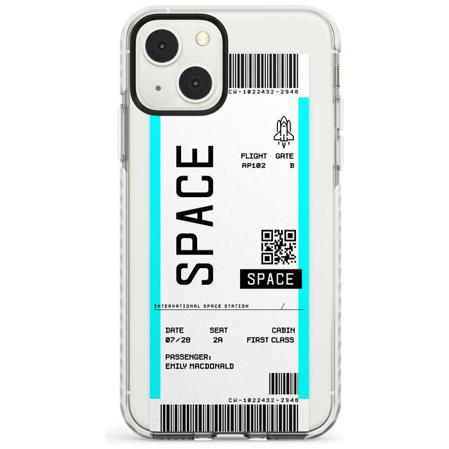 Personalised Space Space Travel Ticket Custom Phone Case iPhone 13 Mini / Impact Case Blanc Space