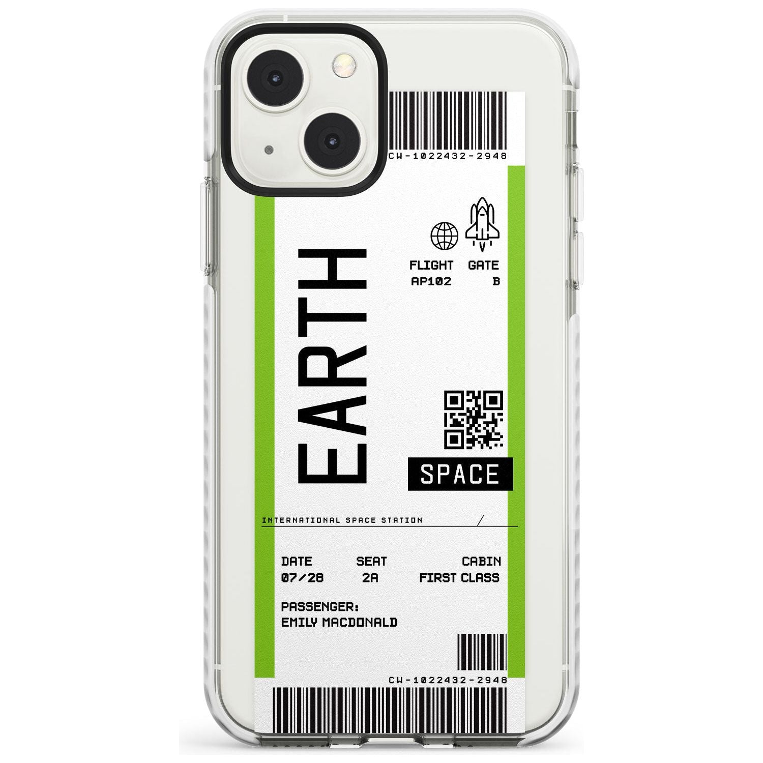 Personalised Earth Space Travel Ticket Custom Phone Case iPhone 13 Mini / Impact Case Blanc Space