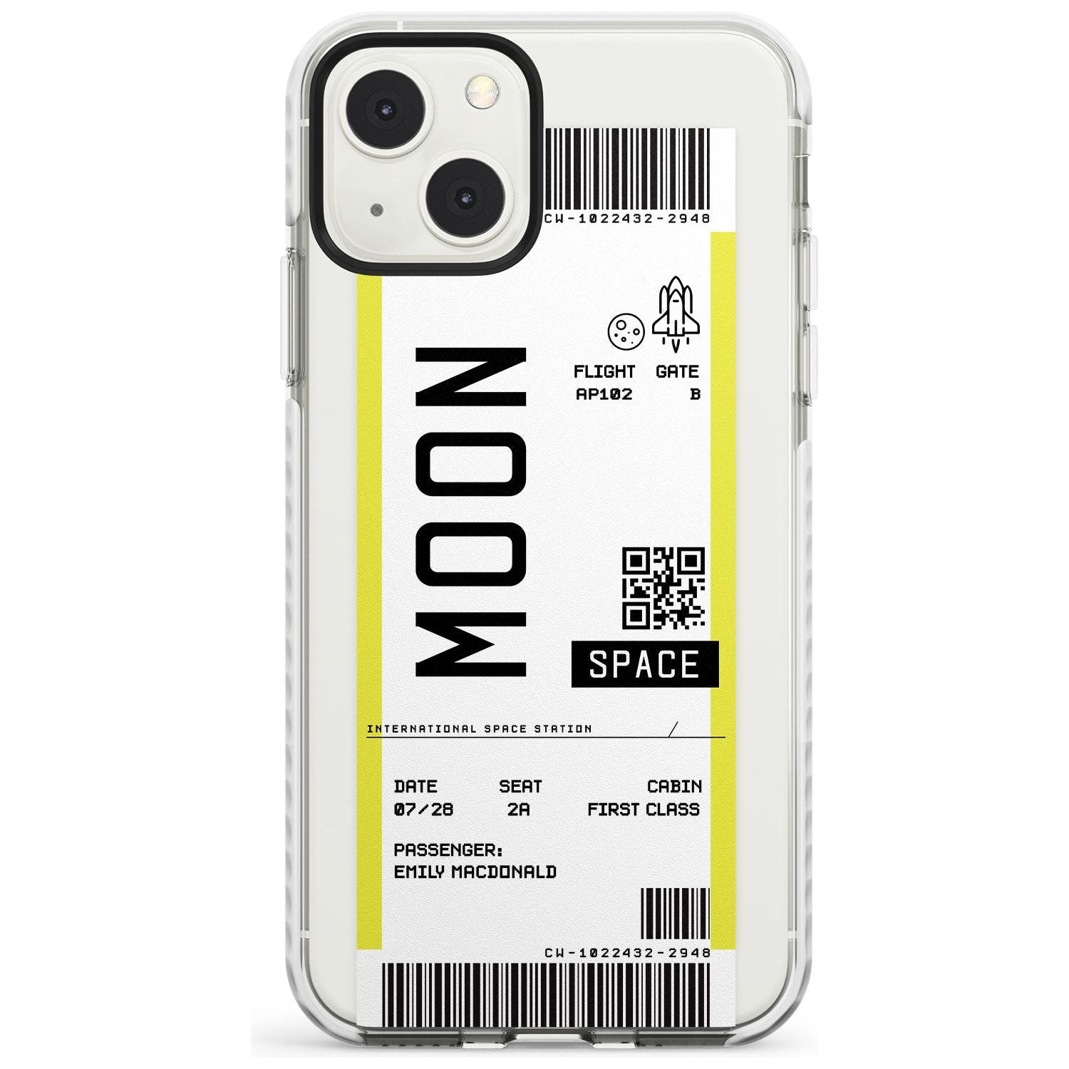 Personalised Moon Space Travel Ticket Custom Phone Case iPhone 13 Mini / Impact Case Blanc Space