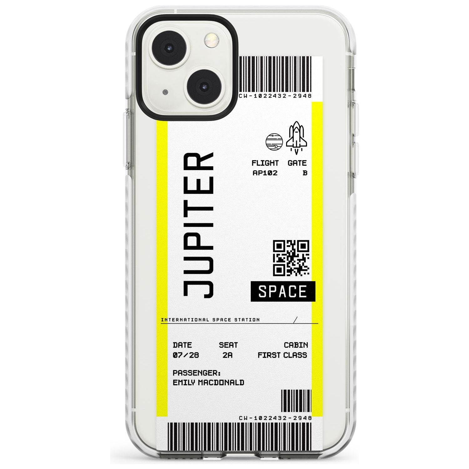 Personalised Jupiter Travel Ticket Custom Phone Case iPhone 13 Mini / Impact Case Blanc Space