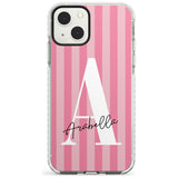 Personalised Pink on Pink Stripes Custom Phone Case iPhone 13 Mini / Impact Case Blanc Space