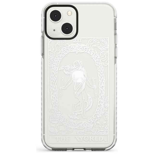 Personalised The World Tarot Card - White Transparent Custom Phone Case iPhone 13 Mini / Impact Case Blanc Space