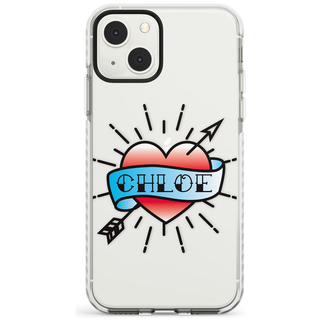Personalised Heart Tattoo Custom Phone Case iPhone 13 Mini / Impact Case Blanc Space