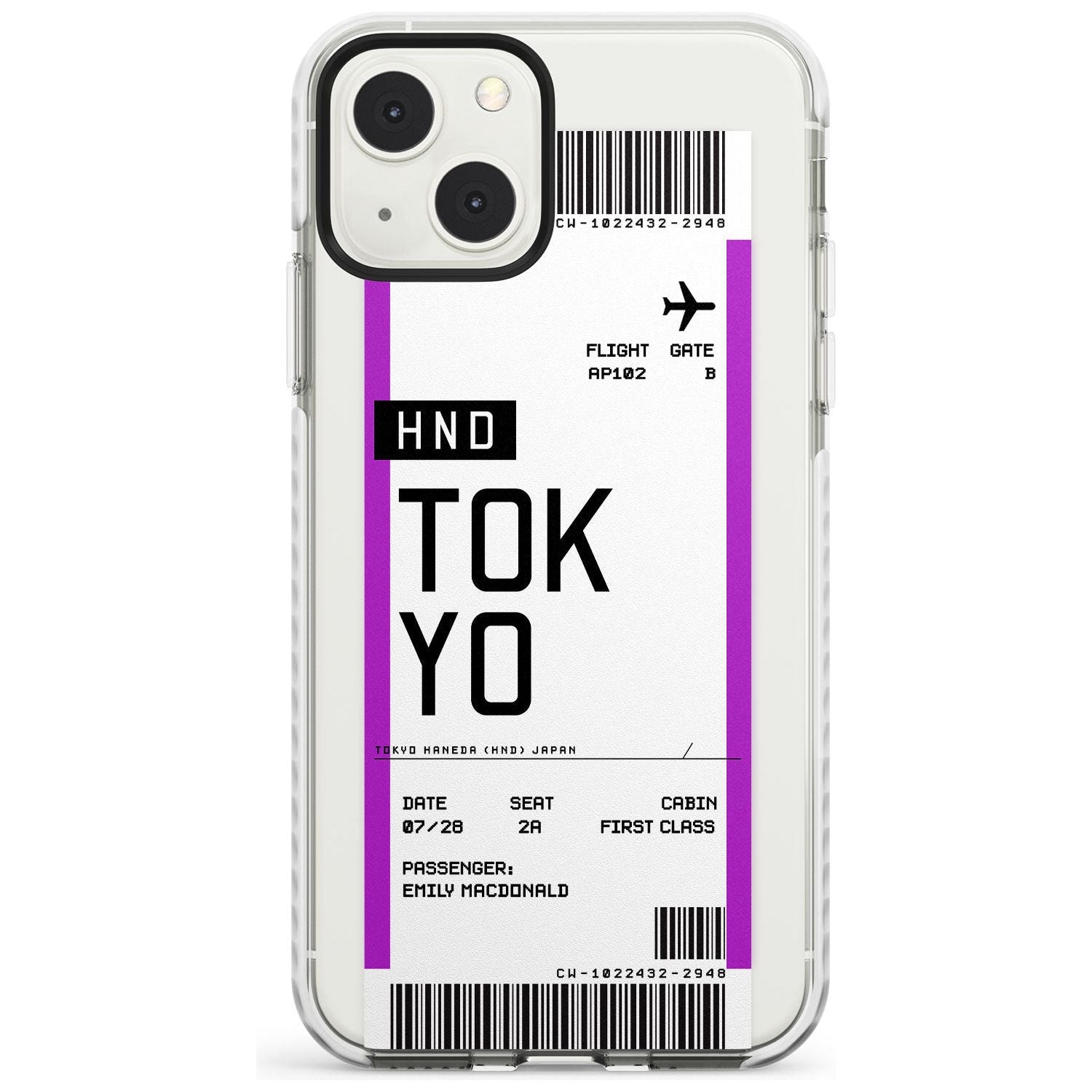 Personalised Tokyo Boarding Pass Custom Phone Case iPhone 13 Mini / Impact Case Blanc Space