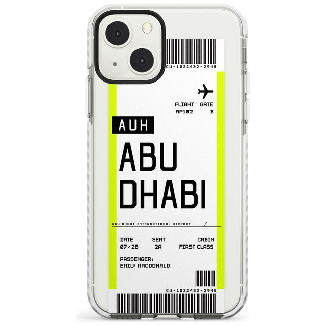 Personalised Abu Dhabi Boarding Pass Custom Phone Case iPhone 13 Mini / Impact Case Blanc Space