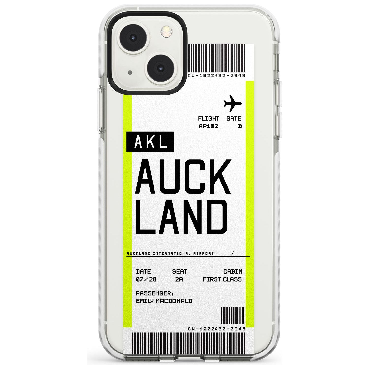 Personalised Auckland Boarding Pass Custom Phone Case iPhone 13 Mini / Impact Case Blanc Space