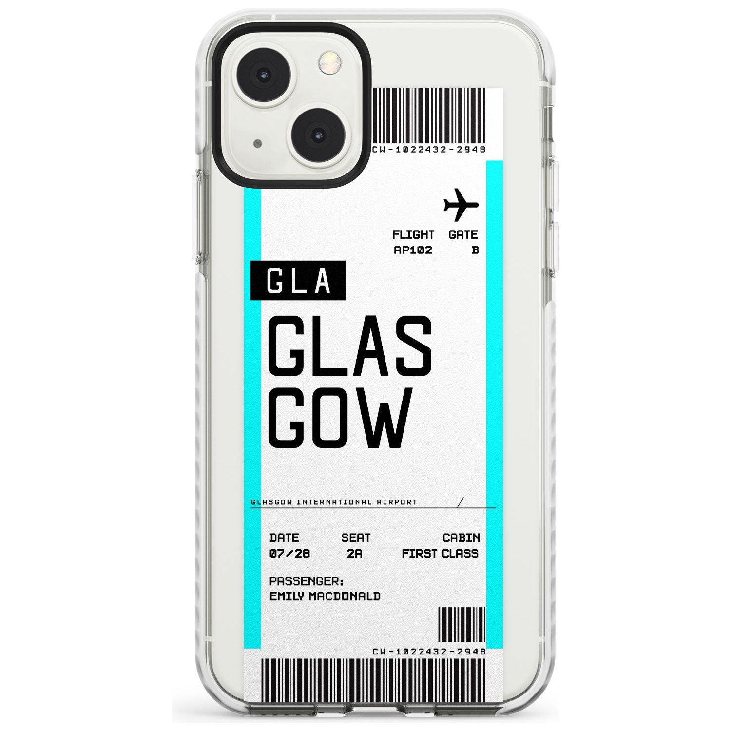 Personalised Glasgow Boarding Pass Custom Phone Case iPhone 13 Mini / Impact Case Blanc Space