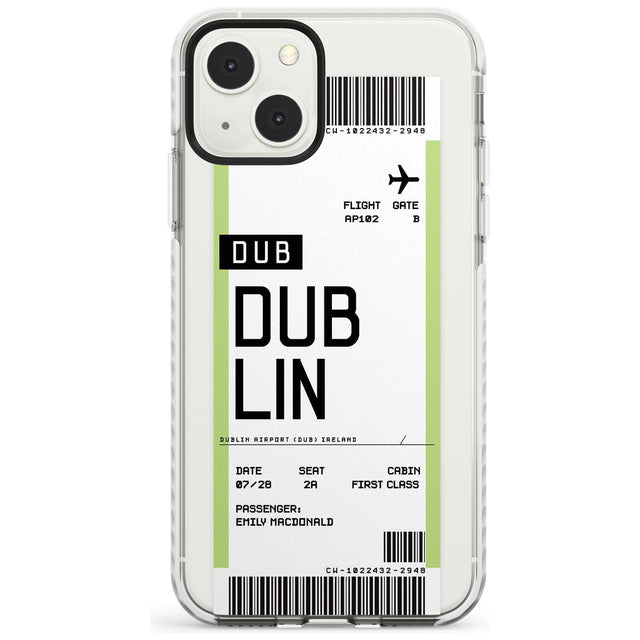 Personalised Dublin Boarding Pass Custom Phone Case iPhone 13 Mini / Impact Case Blanc Space