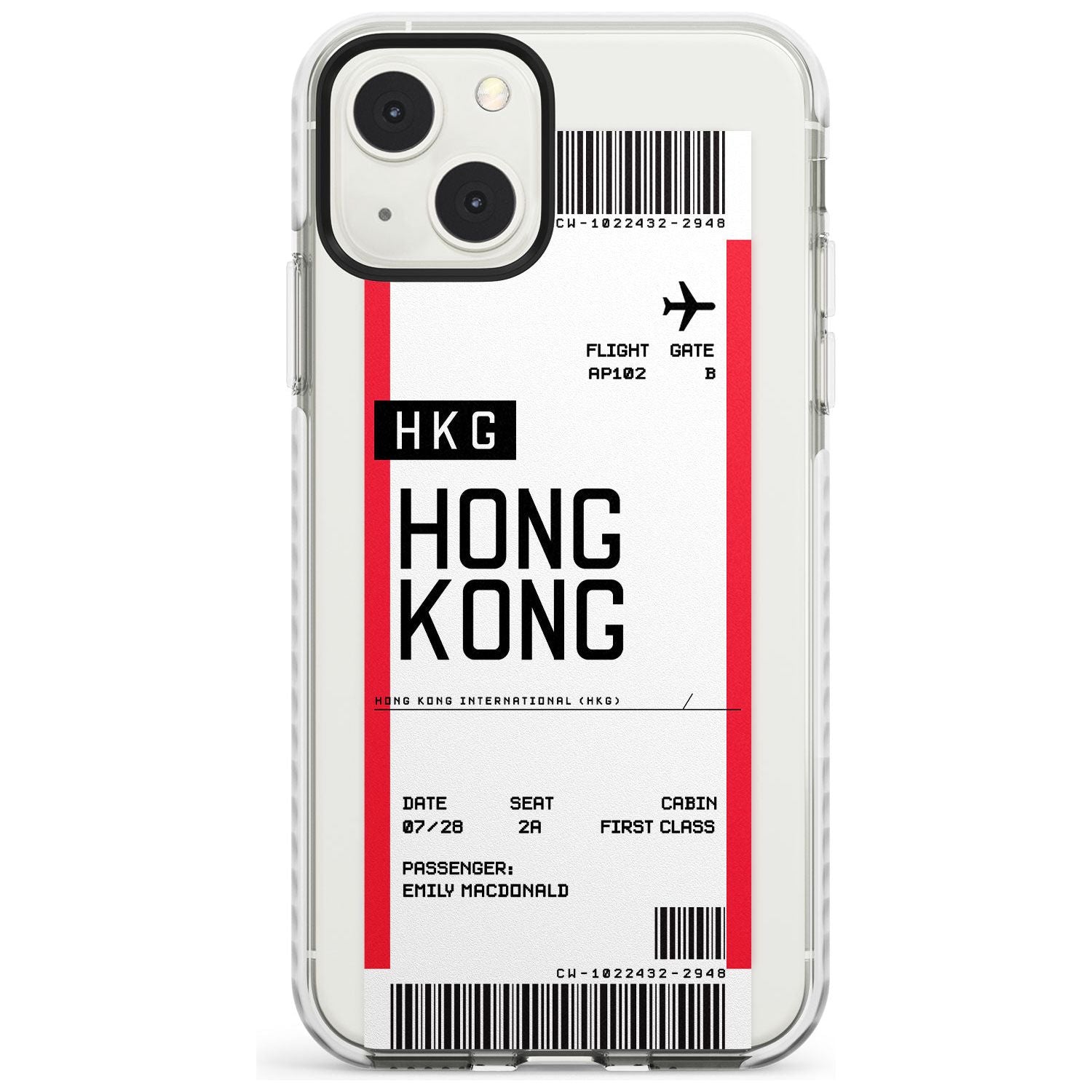 Personalised Hong Kong Boarding Pass Custom Phone Case iPhone 13 Mini / Impact Case Blanc Space
