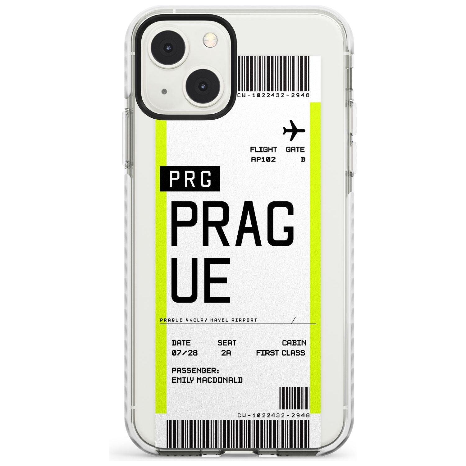 Personalised Prague Boarding Pass Custom Phone Case iPhone 13 Mini / Impact Case Blanc Space