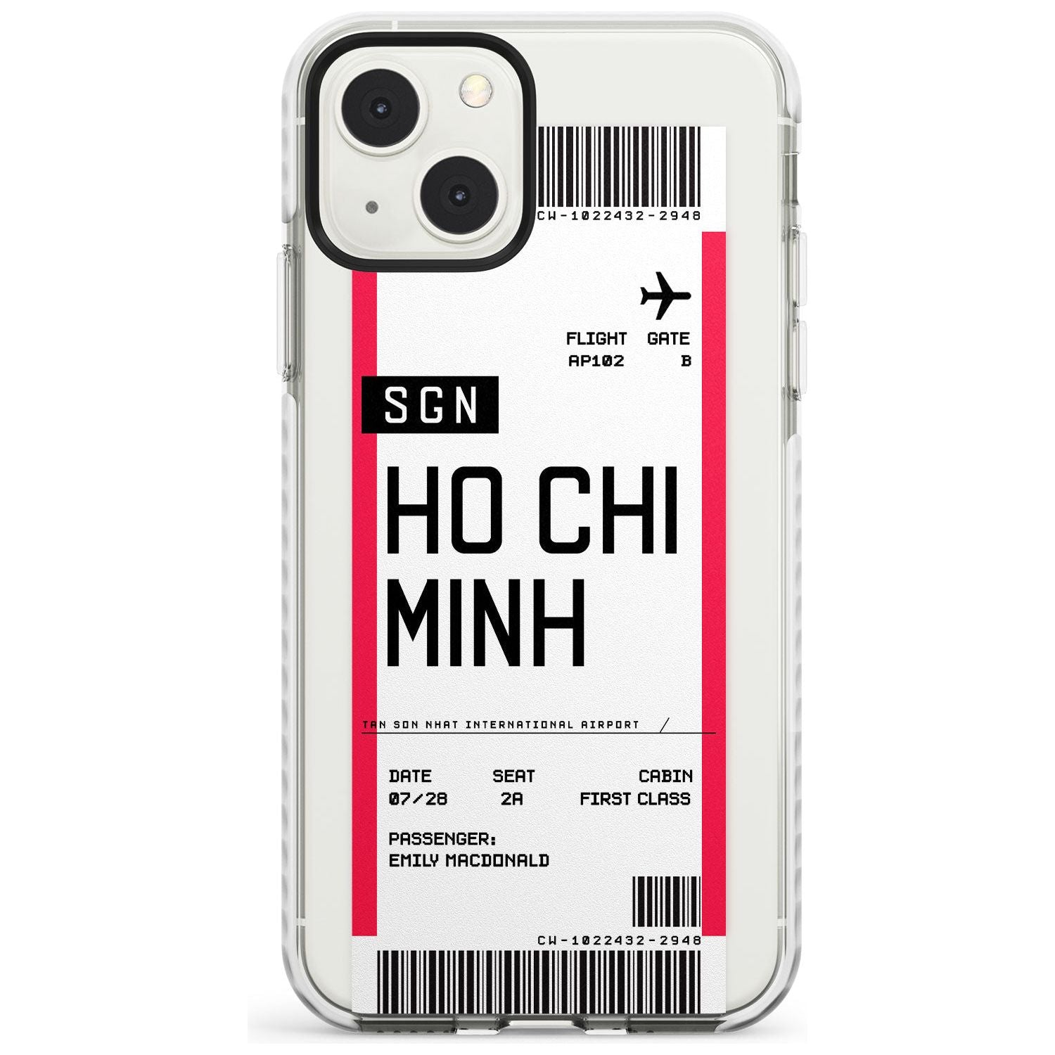 Personalised Ho Chi Minh City Boarding Pass Custom Phone Case iPhone 13 Mini / Impact Case Blanc Space