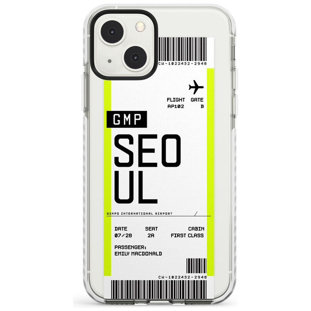 Personalised Seoul Boarding Pass Custom Phone Case iPhone 13 Mini / Impact Case Blanc Space