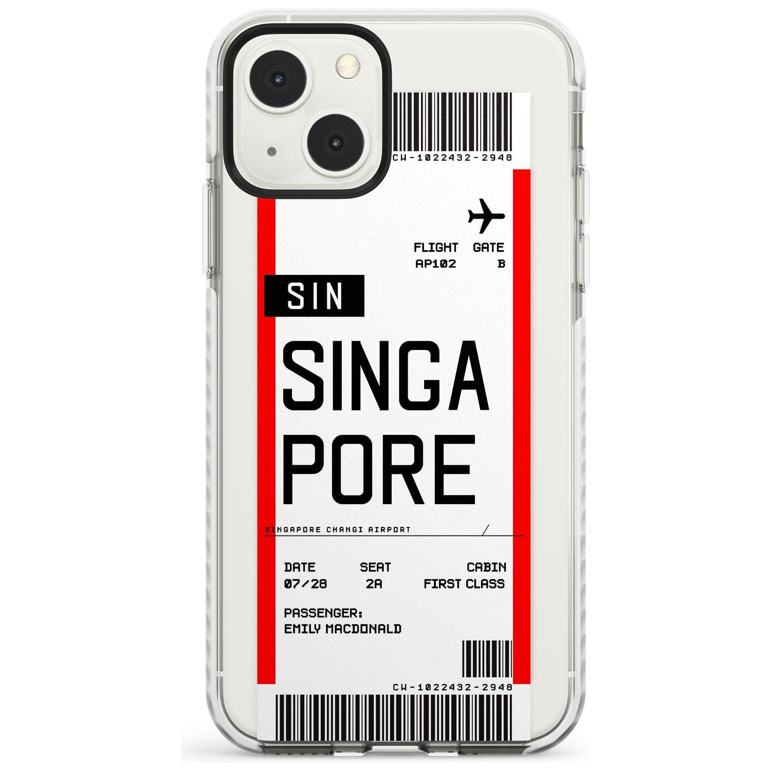 Personalised Singapore Boarding Pass Custom Phone Case iPhone 13 Mini / Impact Case Blanc Space
