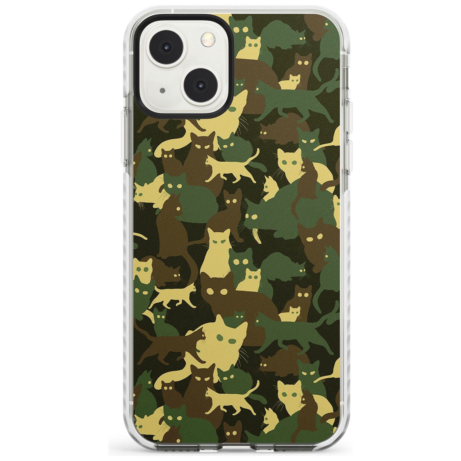 Forest Green Cat Camouflage Pattern Phone Case iPhone 13 Mini / Impact Case Blanc Space