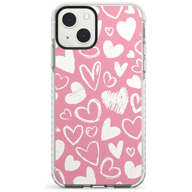 Chalk Hearts Impact Phone Case for iPhone 13 & 13 Mini