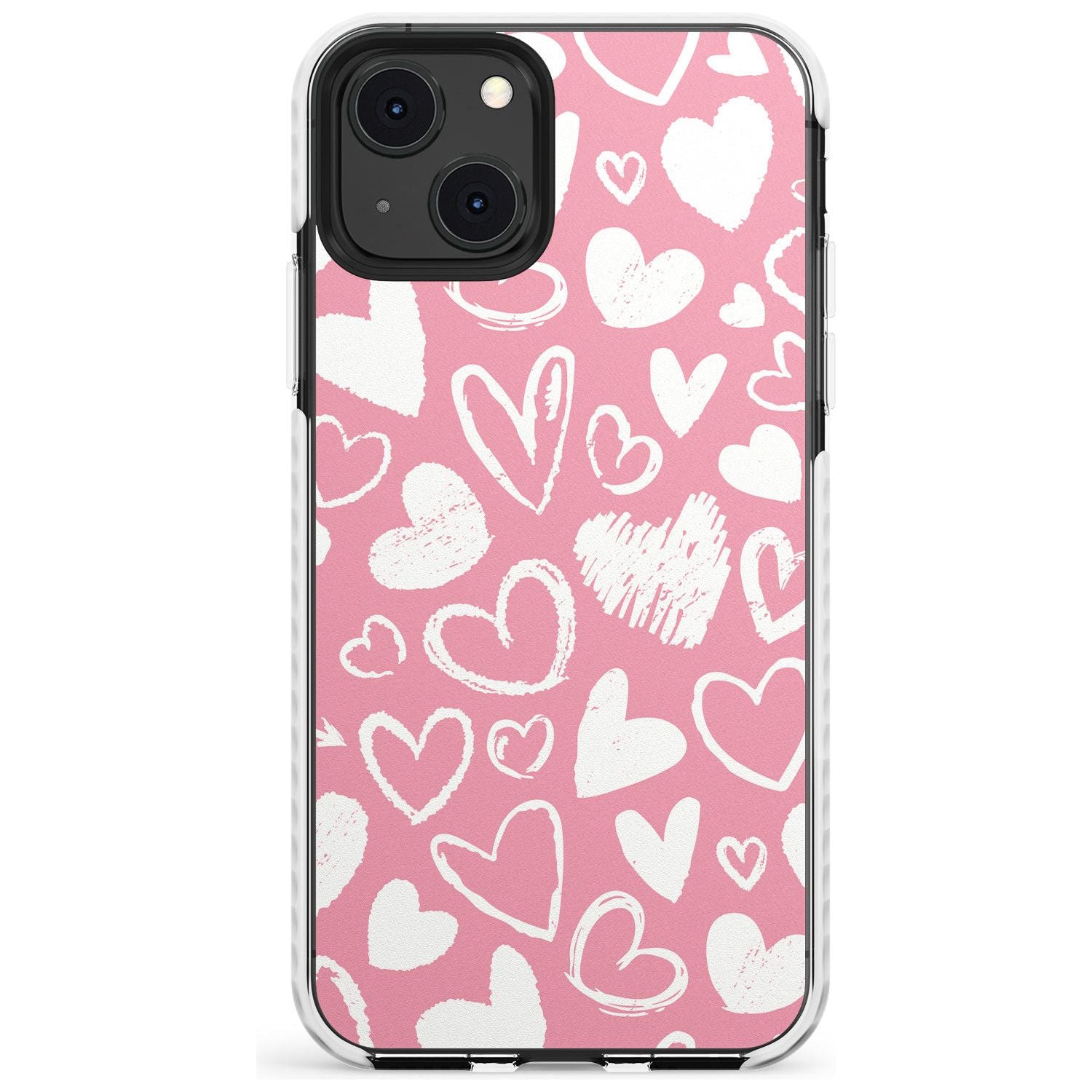 Chalk Hearts Impact Phone Case for iPhone 13 & 13 Mini