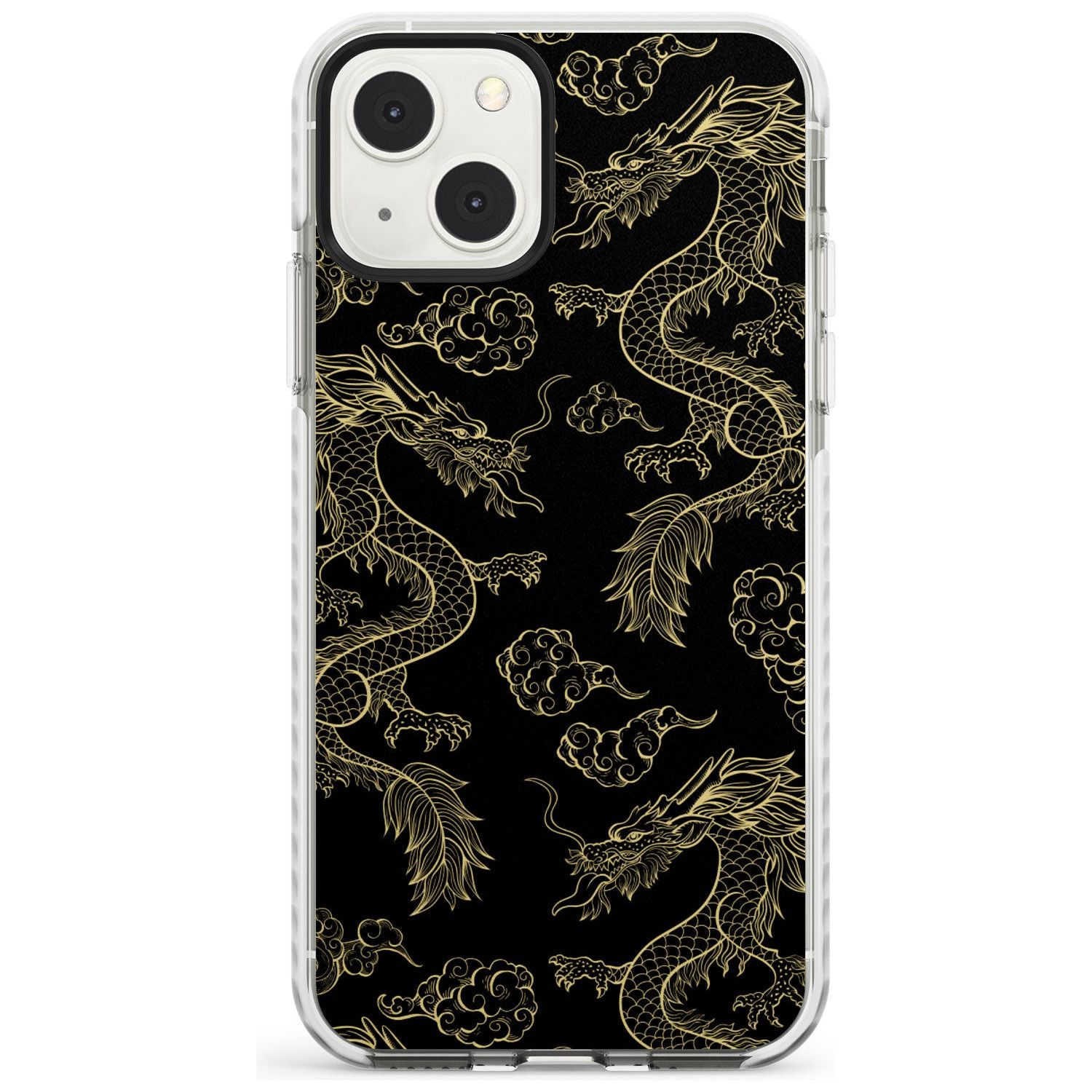 Black and Gold Dragon Pattern Impact Phone Case for iPhone 13 & 13 Mini