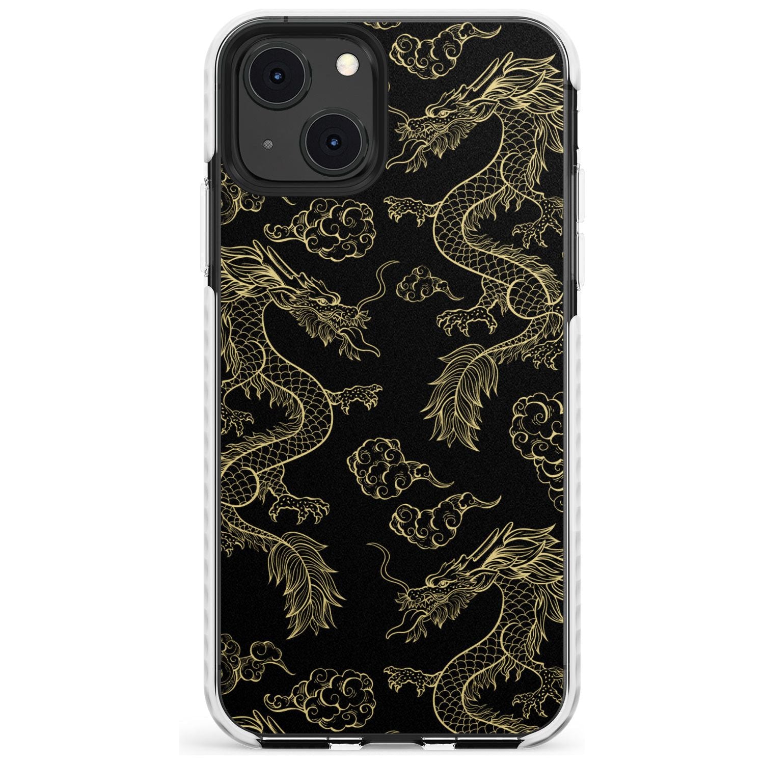 Black and Gold Dragon Pattern Impact Phone Case for iPhone 13 & 13 Mini