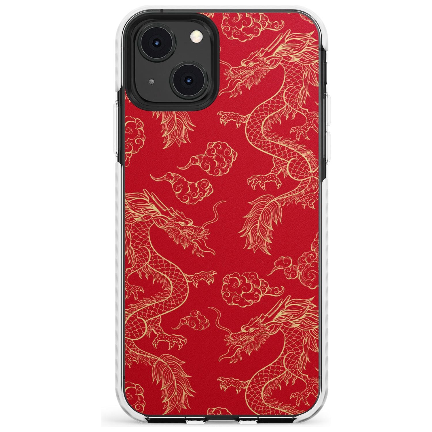Red and Gold Dragon Pattern Impact Phone Case for iPhone 13 & 13 Mini