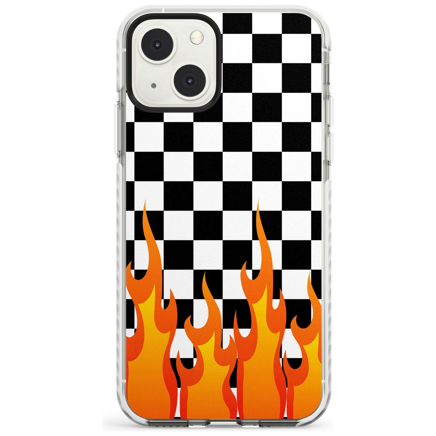 Checkered Fire Phone Case iPhone 13 Mini / Impact Case Blanc Space