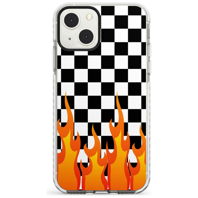 Checkered Fire Phone Case iPhone 13 Mini / Impact Case Blanc Space