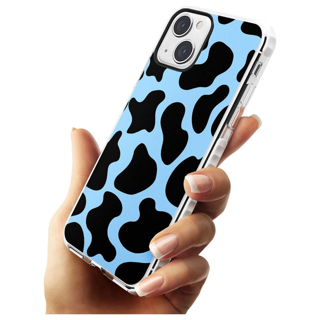 Blue and Black Cow Print Impact Phone Case for iPhone 13 & 13 Mini