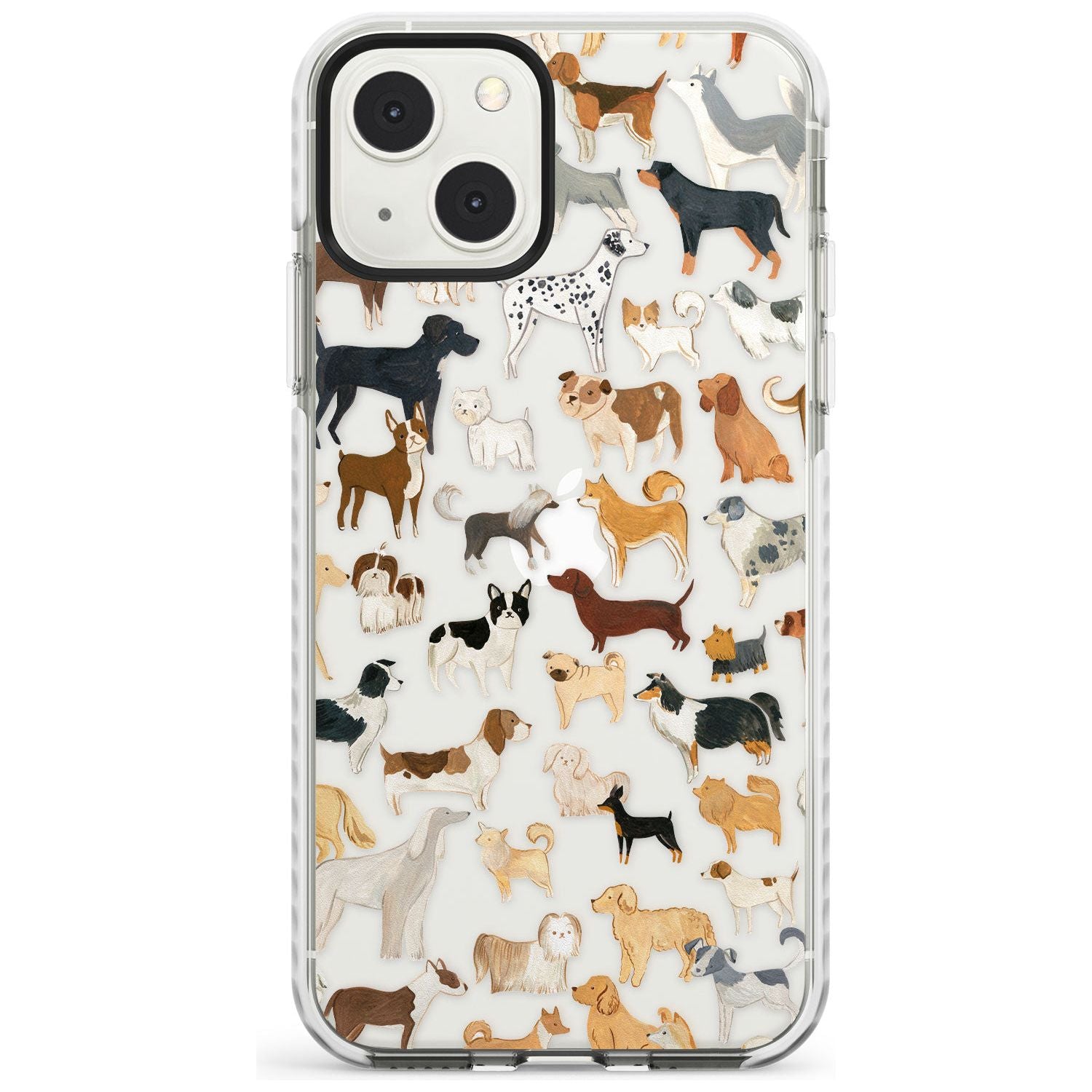Hand Painted Dogs Phone Case iPhone 13 / Impact Case,iPhone 13 Mini / Impact Case Blanc Space