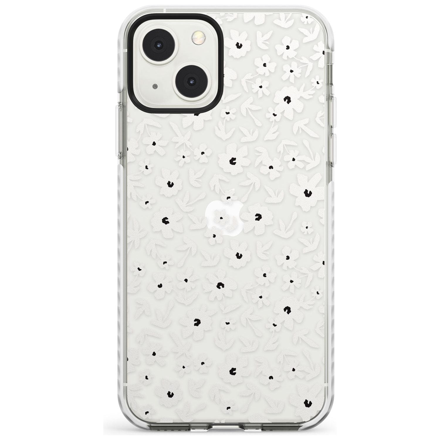 Floral Print on Transparent Phone Case iPhone 13 Mini / Impact Case Blanc Space
