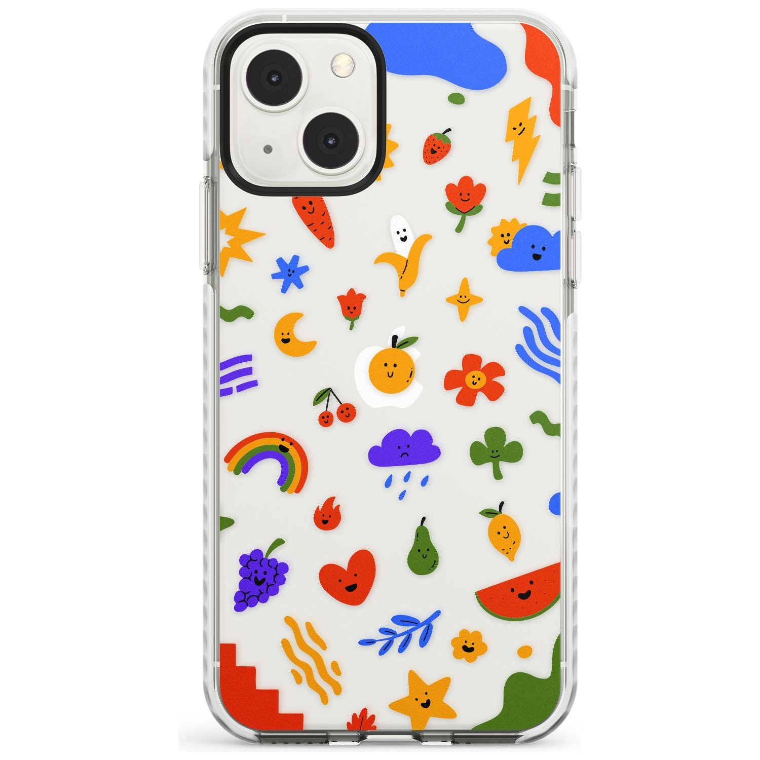 Mixed Cute Icon Pattern - Clear Phone Case iPhone 13 Mini / Impact Case Blanc Space